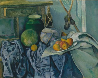 ジンジャージャーとナスのある静物 作： Paul Cézanne