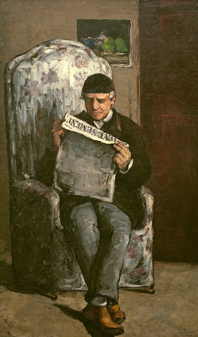 「L&39;Événement」を読んでいる芸術家の父 作： Paul Cézanne