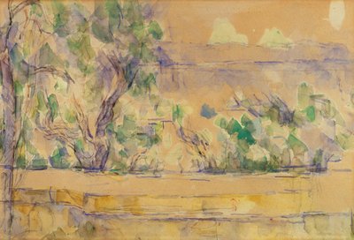 ラウヴのスタジオで撮影されたビュー (紙に鉛筆、水彩) 作： Paul Cézanne