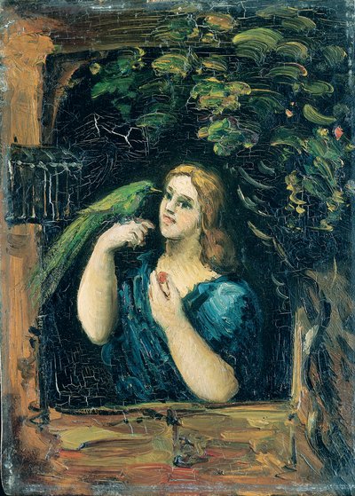 女とオウム 作： Paul Cézanne