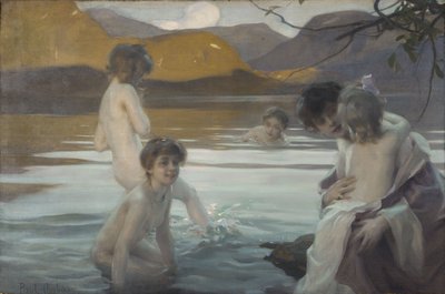 最初の風呂、1907年頃（キャンバスに油彩） 作： Paul Chabas