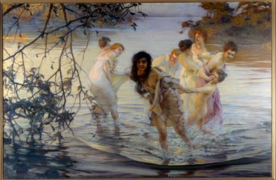 Happy ebats 若い女性が水の中で丸くなっています。ポール・シャバ（1869-1937）による絵画 1899年 ナント美術館所蔵 作： Paul Chabas