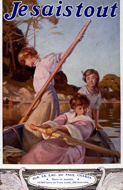 ポール・シャバス（1869 - 1937）のイラスト「湖の上で」。"I know everything" 作： Paul Chabas