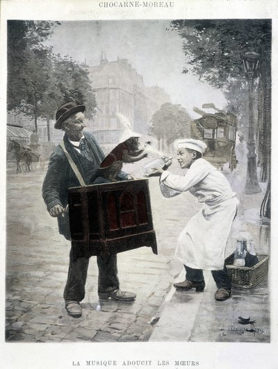 音楽はモラルを和らげる」ショカルヌ・モローの絵画、1900年頃 作： Paul Charles Chocarne Moreau