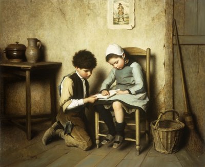 本を共有する（キャンバスに油彩） 作： Paul Charles Chocarne Moreau