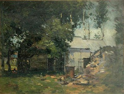 畜舎の風景（油彩・キャンバス） 作： Paul Cornoyer