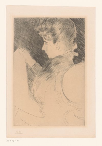 未知の読書女性の肖像 作： Paul César Helleu (signed by artist)
