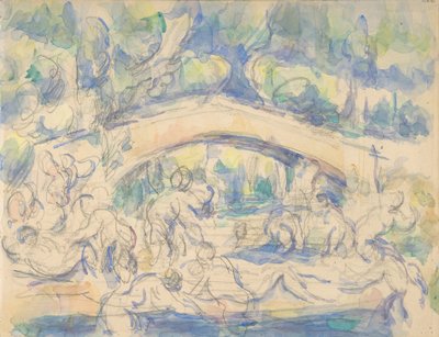 入浴者、橋、1900年から2006年（グラファイト上のトイレ） 作： Paul Cézanne