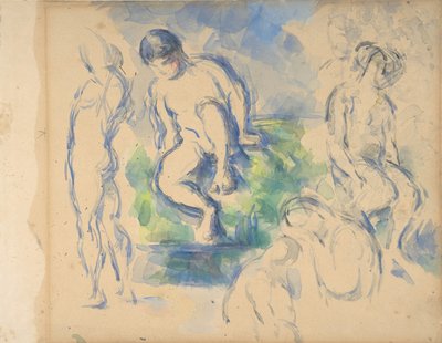 入浴者のレクト、静物版、カリフォルニア州。 1890年表 - 1900年裏。 作： Paul Cézanne