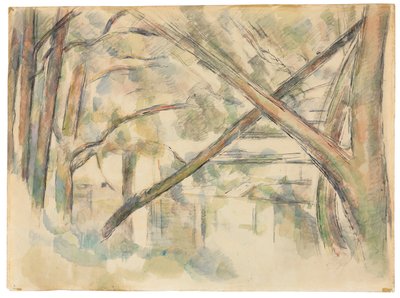 ウォーターエッジIIのツリーの交差。水辺で交差する木々、II年、1896年 作： Paul Cézanne
