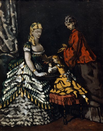 2人の女性と子供がいるインテリア、c1861 作： Paul Cézanne