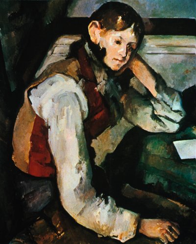 赤いベストの少年、1888-1890 作： Paul Cézanne