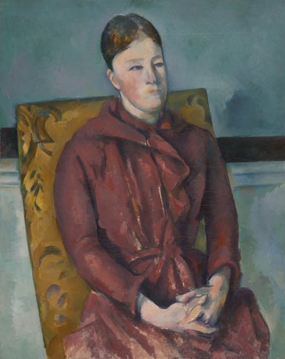 黄色い椅子に座るセザンヌ夫人、188890年。 作： Paul Cézanne