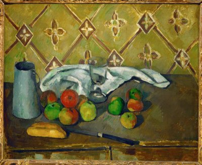 静物（果物、ナプキン、牛乳の飲み物） 作： Paul Cézanne