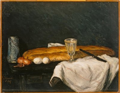 静物：パンと卵 作： Paul Cézanne