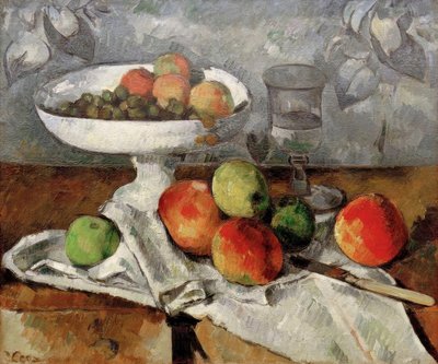 フルーツボウルのある静物 作： Paul Cézanne