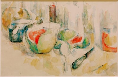 開いたスイカのある静物 作： Paul Cézanne
