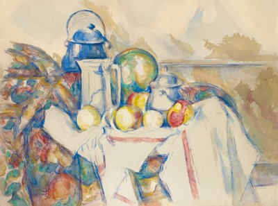ミルクジャグ、メロン、シュガーボウルのある静物、1900-1906. 作： Paul Cézanne