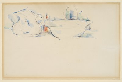 静物、トイレタリー、1885-90年頃（紙に黒鉛と水彩画 作： Paul Cézanne
