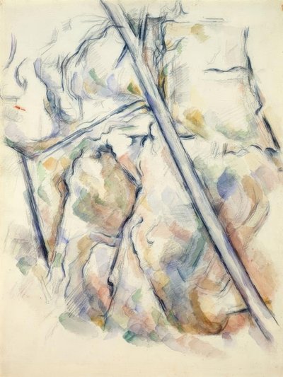 シャトーノワールの上の洞窟近くの松と岩 作： Paul Cézanne