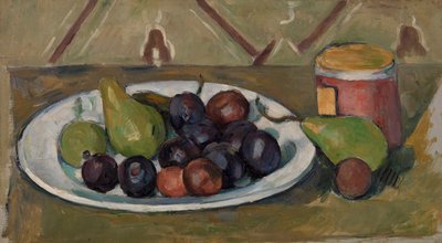 フルーツプレートとプリザーブのポット 作： Paul Cézanne