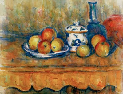 りんご、デカンタ、シュガーボウル 作： Paul Cézanne