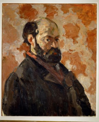 ピンクの背景の自画像 作： Paul Cézanne