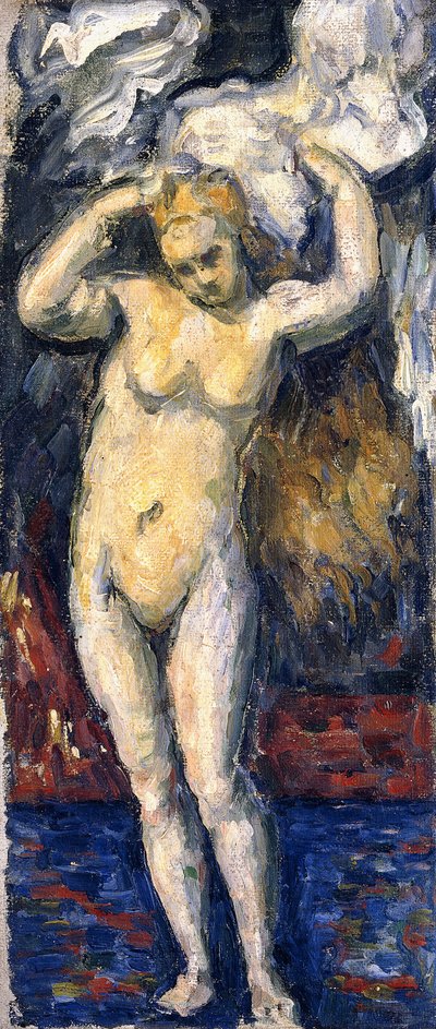 立っている水浴び、髪を乾かす、1869年頃 作： Paul Cézanne
