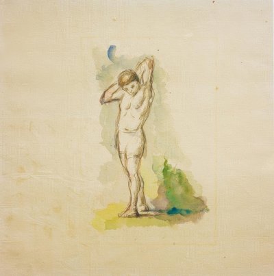 首を組んで立っている入浴者 作： Paul Cézanne