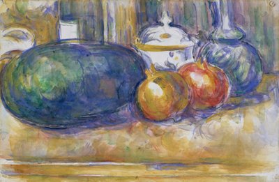 スイカとザクロのある静物、1900-1906。 作： Paul Cézanne