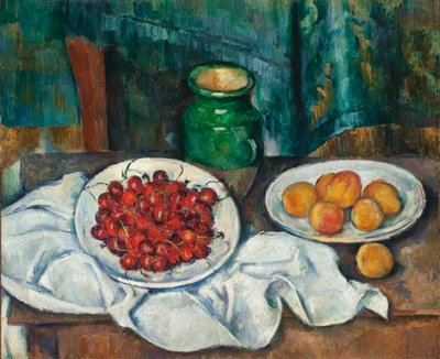 さくらんぼと桃のある静物、1885- 7 作： Paul Cézanne