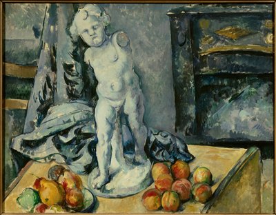 石膏像のキューピッドのある静物画 ポール・セザンヌ（1839-1906）1894年日。0,63x0,81m。ストックホルム。国立博物館 - 石膏のキューピッドのいる静物画。ポール・セザンヌ（1839-1906）の絵画 作： Paul Cézanne