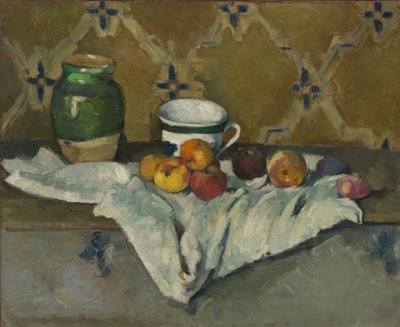 瓶、カップ、リンゴのある静物、1877年頃 作： Paul Cézanne