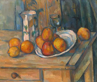 ミルクジャグとフルーツのある静物 作： Paul Cézanne