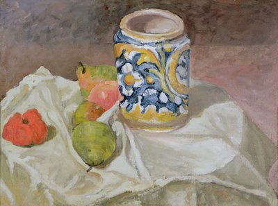 イタリアの陶器の瓶のある静物 作： Paul Cézanne