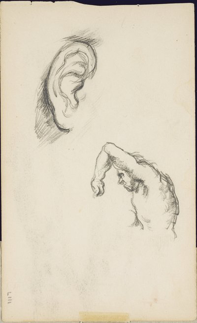 ルカ・シニョレッリ後の研究：耳と男の姿、1877年から80年頃 作： Paul Cézanne
