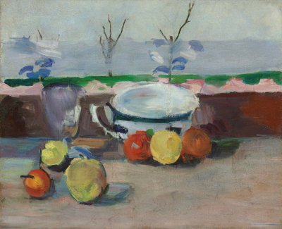カップ、グラス、フルーツ、III、1877年頃（キャンバスに油彩） 作： Paul Cézanne