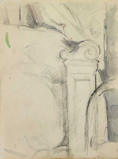 ベッドステッド（紙に鉛筆とトイレ） 作： Paul Cézanne