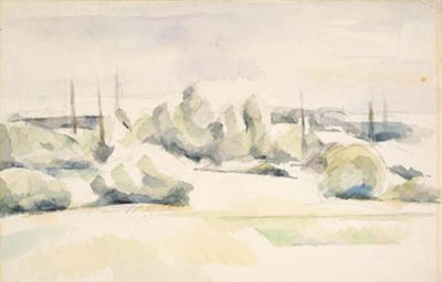 川のほとり (レ・ベルジュ) 作： Paul Cézanne