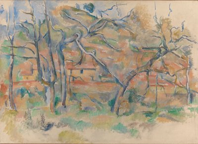 プロヴァンスの木と家 1885年頃（油彩・キャンバス 作： Paul Cézanne