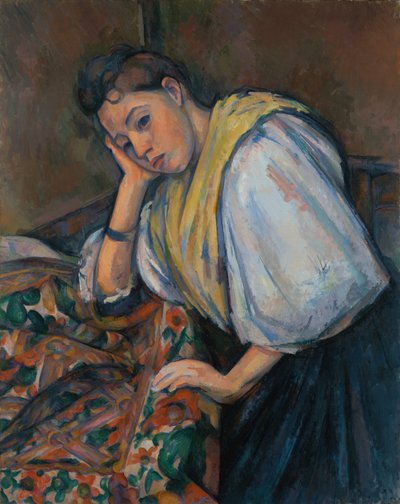 テーブルの若いイタリア人女性 作： Paul Cézanne