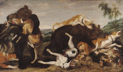 熊狩り、または犬と熊の間の戦い 作： Paul De Vos