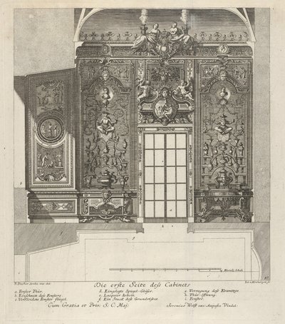磁器室の最初の壁、「Fürstlicher Baumeister Oder: Architectura civ...、1711 年」より。 作： Paul Decker the Elder