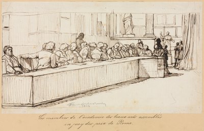 1841年または1842年のローマ賞の審査委員会に集められたボザール美術アカデミーのメンバー。 作： Paul Delaroche