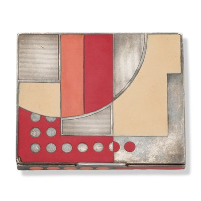 アールデコのシガレットケース、1930年頃（シルバー、シルバーゴールドメタル＆ラッカー） 作： Paul Emile Brandt