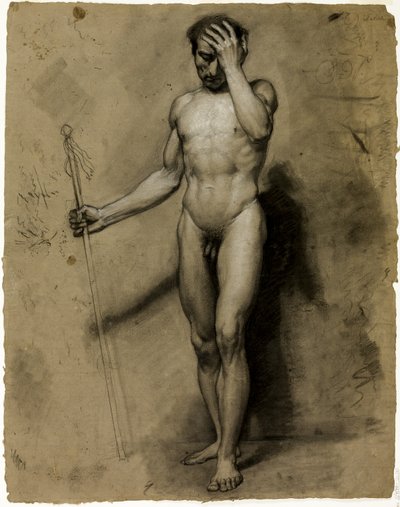 立っている男性ヌード (直腸); 古典的な頭 (裏面) 作： Paul Emile Detouche