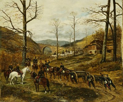 谷を通過する砲兵、レゾンビル、 作： Paul Emile Leon Perboyre