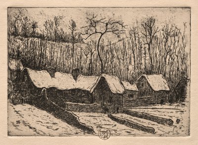 6つのエッチング：わらぶき屋根のパン屋、オーヴェルス、1895年。 作： Paul Gachet