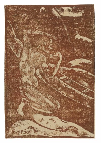 カヌーのそばで酒を飲む漁師 作： Paul Gauguin