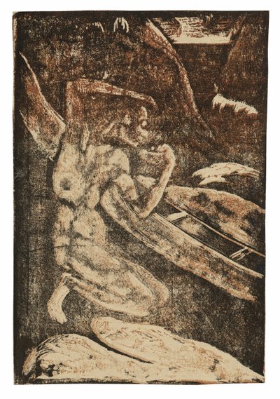 カヌーのそばで酒を飲む漁師 作： Paul Gauguin